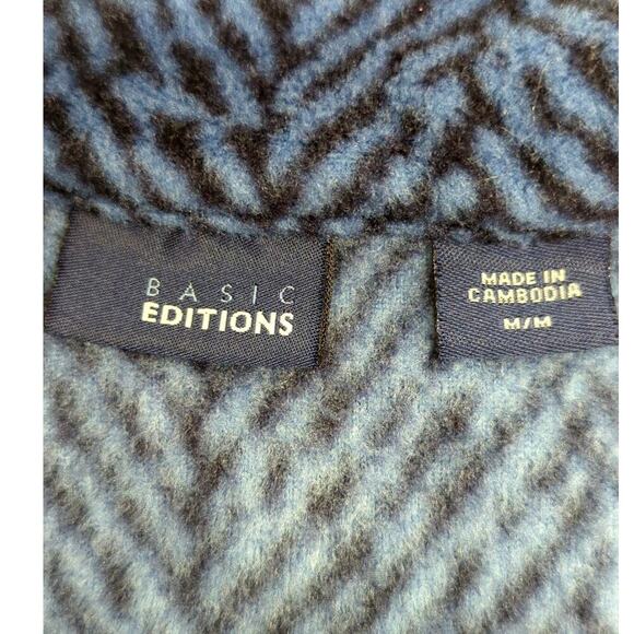 Fleece Vest Women's Basic Edition Full Zip Soft Blue Chevron Pattern Size Medium - Picture 5 of 8